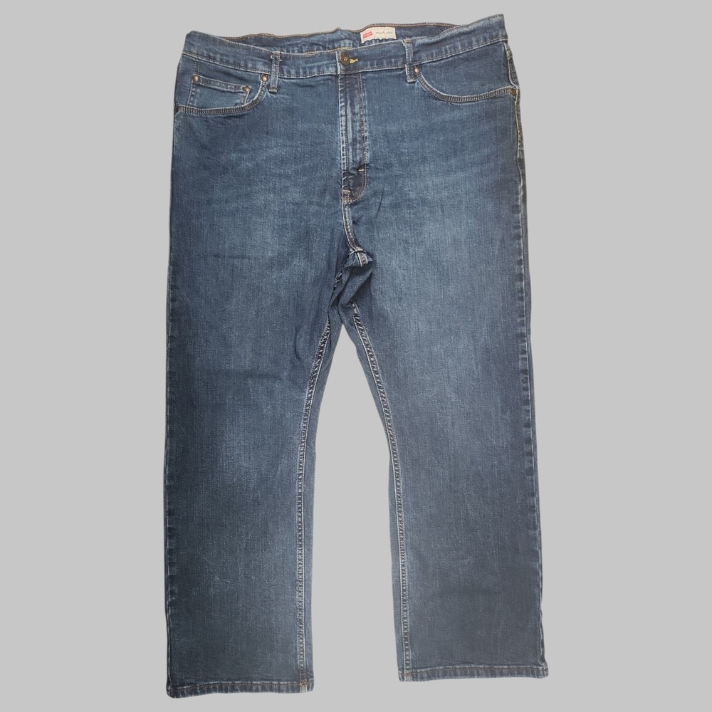 Wrangler Men's Jeans 42X30 Five Star Relaxed Boot Premium Flex Stretch Blue